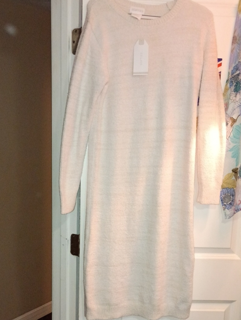 Cozy Cream Long-Sleeve Knit Sweater Dress